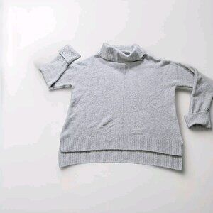 Cynthia Rowley Sweater Womens L Gray LS Shawl Collar Cottagecore Wool Blend Soft